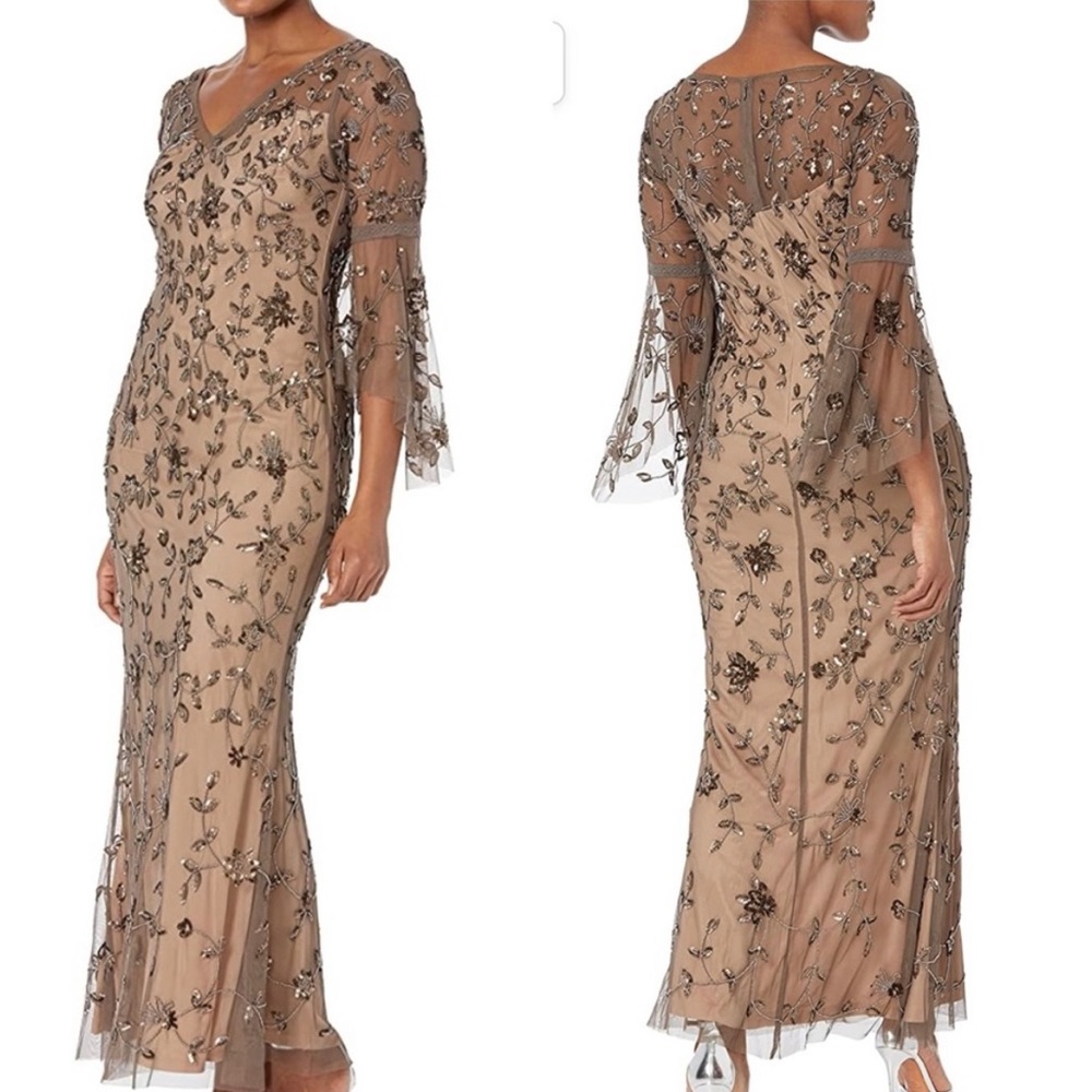 Adrianna Papell Maxi Beaded Long Gown